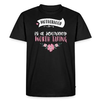 Motherhood is a journey worth ta... - Men's Premium Organic T-Shirt - black - Front - Nico (187cm)