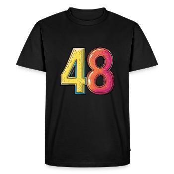 48 Number Comic - Men's Premium Organic T-Shirt - black - Front - Nico (187cm)