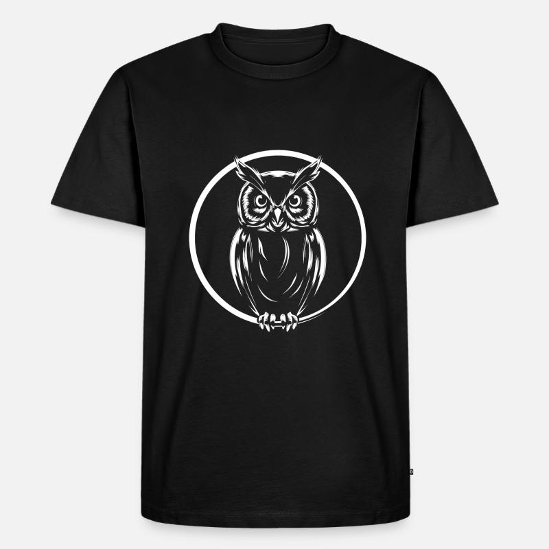 Eule grafisch Eulengrafik - Männer Premium Bio T-Shirt - Schwarz