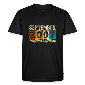 Édition Limitée Septembre 2007 Cadeau d’Anniversaire - T-shirt Premium bio Homme - noir - Devant - Nico (187cm)