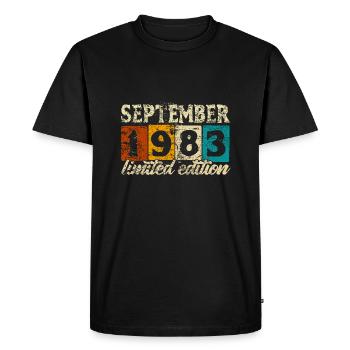 Limited Edition September 1983 Birthday Gift - Men's Premium Organic T-Shirt - black - Front - Nico (187cm)