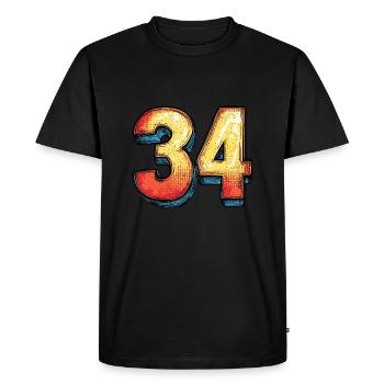 34 Number Comic - Men's Premium Organic T-Shirt - black - Front - Nico (187cm)