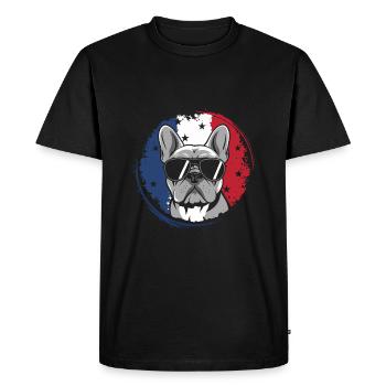 Bouledogue français Frenchie avec lunettes de soleil - T-shirt Premium bio Homme - noir - Devant - Nico (187cm)