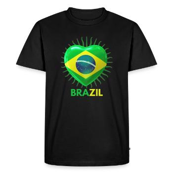 World Cup Qatar I Love Brazil Sample Merchandise - Men's Premium Organic T-Shirt - black - Front - Nico (187cm)
