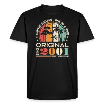 Légendaire depuis 2001 Born Vintage Birthday - T-shirt Premium bio Homme - noir - Devant - Nico (187cm)