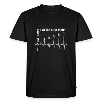 1N23456 Changement de vitesse moto - Adrénaline - Pouls - T-shirt Premium bio Homme - noir - Devant - Nico (187cm)