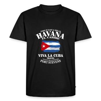 Havana - Cuba Flag - T-shirt Premium bio Homme - noir - Devant - Nico (187cm)