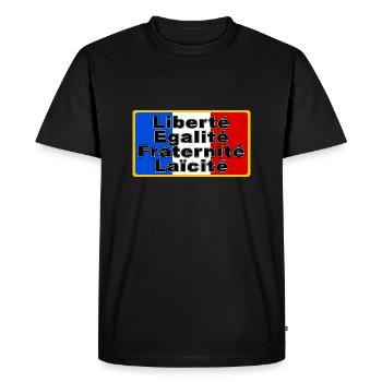 France Drapeau et devise - T-shirt Premium bio Homme - noir - Devant - Nico (187cm)