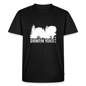 Shinrin yoku - Baignade en forêt - Méditation en forêt - T-shirt Premium bio Homme - noir - Devant - Nico (187cm)