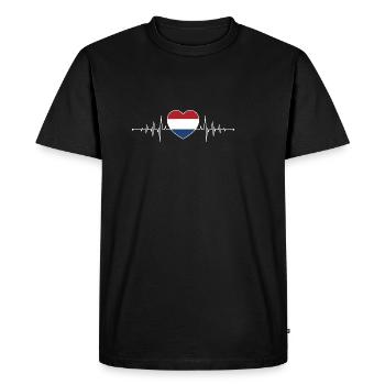 Pays-Bas Heartbeat Holland Flag Néerlandais - T-shirt Premium bio Homme - noir - Devant - Nico (187cm)