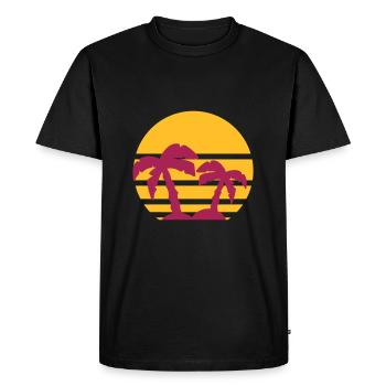 Palmiers Coucher de soleil Été - T-shirt Premium bio Homme - noir - Devant - Nico (187cm)