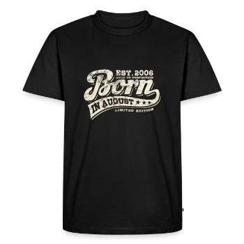 Né(e) en août 2006 - Anniversaire - Cadeau - T-shirt Premium bio Homme - noir - Devant - Nico (187cm)