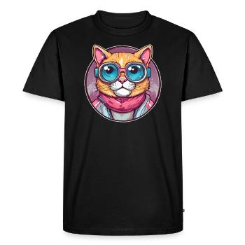 Chat cool avec des lunettes de soleil - T-shirt Premium bio Homme - noir - Devant - Nico (187cm)