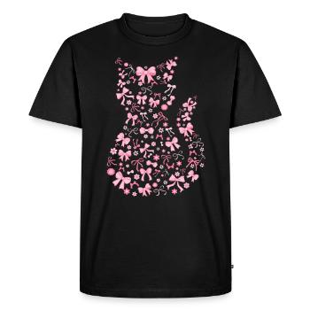 Cute Pink Cat Flirty Bow Gift - Men's Premium Organic T-Shirt - black - Front - Nico (187cm)
