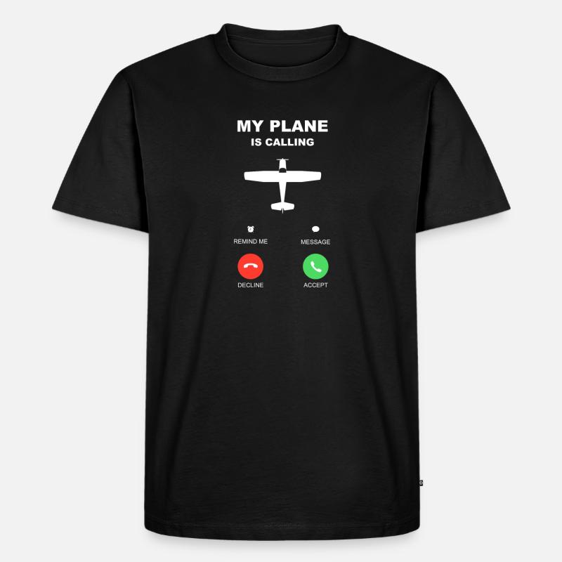 flugzeug anruf pilot fliegen - Männer Premium Bio T-Shirt - Schwarz