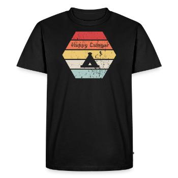 Father Child Camping Holiday Gift - Men's Premium Organic T-Shirt - black - Front - Nico (187cm)