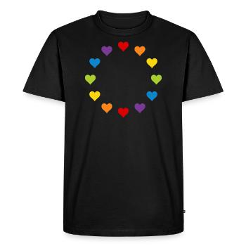 LGBT Gay Pride Heart Drapeau arc en ciel Europe Drapeau UE - T-shirt Premium bio Homme - noir - Devant - Nico (187cm)
