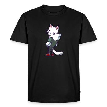 Chat cool / chat doux freshes tenues de miaou. - T-shirt Premium bio Homme - noir - Devant - Nico (187cm)
