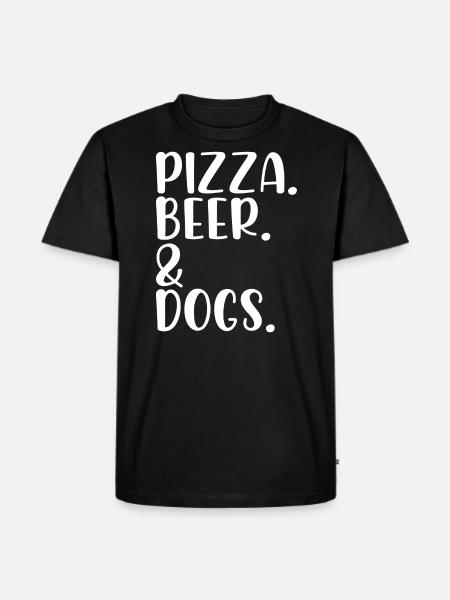 Pizza. Bière. & Chiens. - T-shirt Premium bio Homme - noir