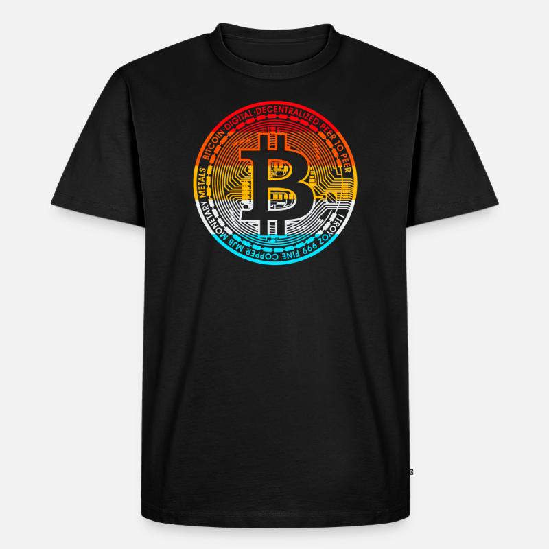 Bitcoin retro - Bitcoin Blockchain - Männer Premium Bio T-Shirt - Schwarz