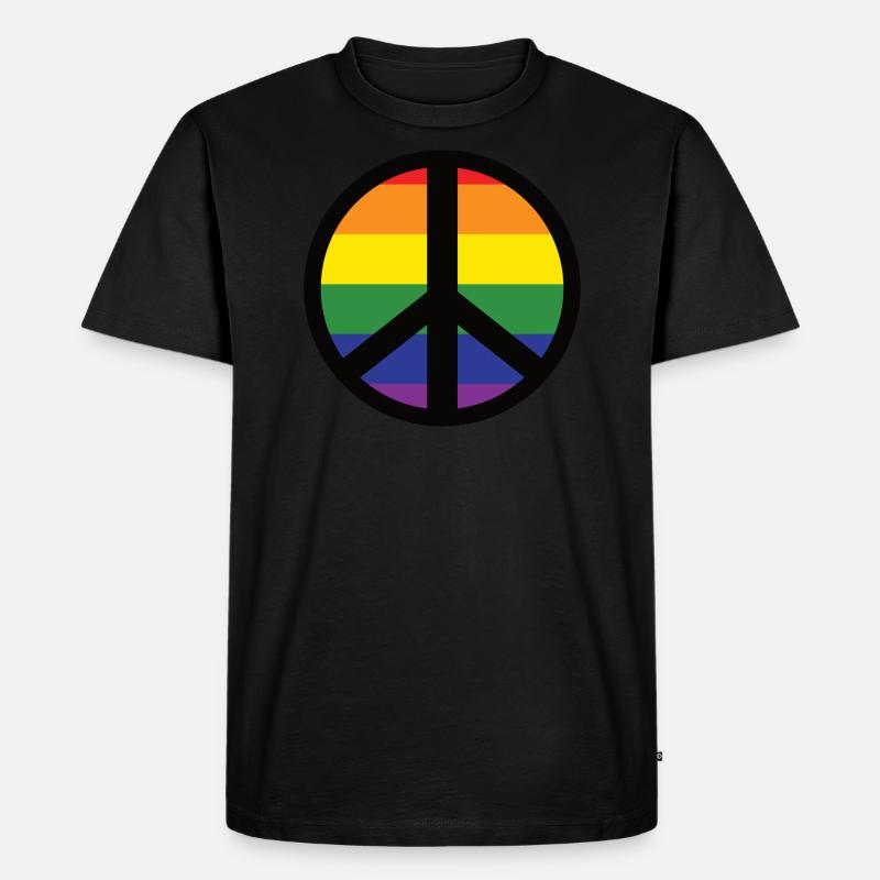Friedenszeichen Peace LGBT - Männer Premium Bio T-Shirt - Schwarz