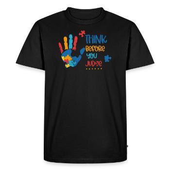 AFTER THINKING BEFORE JUDGING HAND PUZZLE MOTIFS VERDICT - Men's Premium Organic T-Shirt - black - Front - Nico (187cm)