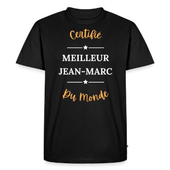 Certifié meilleur jean marc du monde - T-shirt Premium bio Homme - noir - Devant - Nico (187cm)