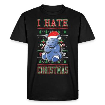 Je déteste Noël en disant drôle d’hippopotame laid - T-shirt Premium bio Homme - noir - Devant - Nico (187cm)