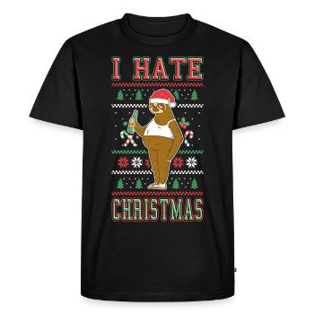 Je déteste Noël en disant drôle de paresseux laid - T-shirt Premium bio Homme - noir - Devant - Nico (187cm)