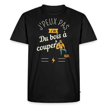 J Peux pas j ai du bois à couper - T-shirt Premium bio Homme - noir - Devant - Nico (187cm)
