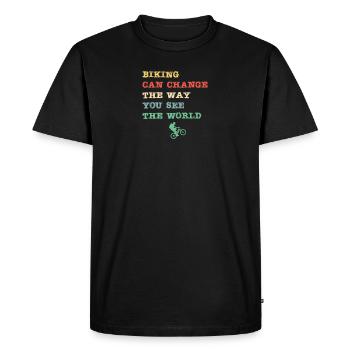 Biking can change the way you see the world - Men's Premium Organic T-Shirt - black - Front - Nico (187cm)