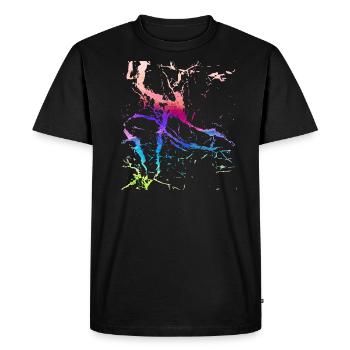 coloré,abstrait,rayures,optique usagée,rayures - T-shirt Premium bio Homme - noir - Devant - Nico (187cm)
