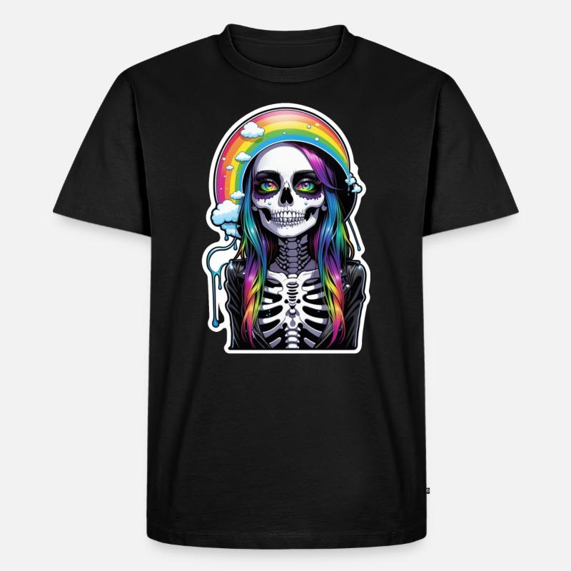 Halloween - Rock & Regenbogen - Männer Premium Bio T-Shirt - Schwarz