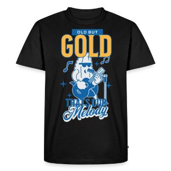 Old but Gold ist unsere Melodie - Männer Premium Bio T-Shirt - Schwarz - Vorne - Nico (187cm)