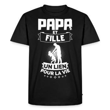 T-shirt Fête des Pères - Papa et Fille - T-shirt Premium bio Homme - noir - Devant - Nico (187cm)