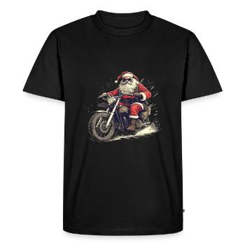 Santa auf dem Bike - Männer Premium Bio T-Shirt - Schwarz - Vorne - Nico (187cm)