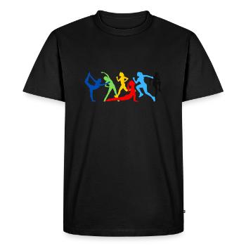 Der Kult um den Körper - Männer Premium Bio T-Shirt - Schwarz - Vorne - Nico (187cm)