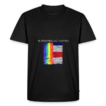 2 DRAPEAUX, 1 NATION LGBTQ x FRANCE - T-shirt Premium bio Homme - noir - Devant - Nico (187cm)