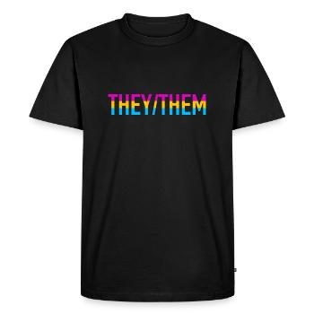 Ils les pronoms Pan Pride Mois LGBTQ Pansexuel - T-shirt Premium bio Homme - noir - Devant - Nico (187cm)