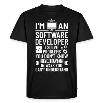 Développeur de logiciels de développement de logiciels - T-shirt Premium bio Homme - noir - Devant - Nico (187cm)