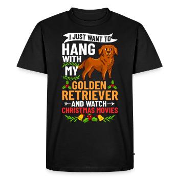 Golden Retriever Dog Puppy Owner Christmas - Men's Premium Organic T-Shirt - black - Front - Nico (187cm)