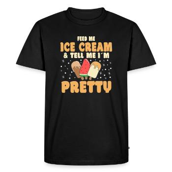 Nourrissez-moi de crème glacée et dites-moi dans un joli dessert - T-shirt Premium bio Homme - noir - Devant - Nico (187cm)