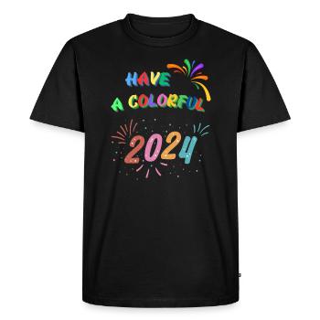 Happy New Year 2024! - Men's Premium Organic T-Shirt - black - Front - Nico (187cm)