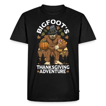 Bigfoot Thanksgiving Pilgrims - Men's Premium Organic T-Shirt - black - Front - Nico (187cm)