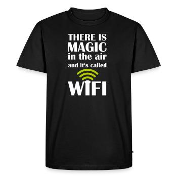 WIFI Magic Nerd Shirt - Magic in the Air - Men's Premium Organic T-Shirt - black - Front - Nico (187cm)
