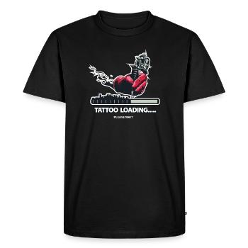 Tatouage Loading .. Machine à tatouer à la main encre tatouée - T-shirt Premium bio Homme - noir - Devant - Nico (187cm)