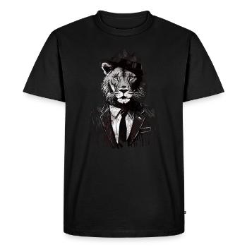 Lion Gangster - T-shirt Premium bio Homme - noir - Devant - Nico (187cm)