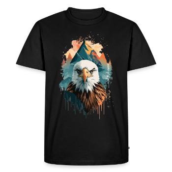 The Freedom of the Sky: Eagles and Mountain Landscape - Men's Premium Organic T-Shirt - black - Front - Nico (187cm)