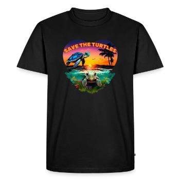 SAUVEZ LES TORTUES - T-shirt Premium bio Homme - noir - Devant - Nico (187cm)