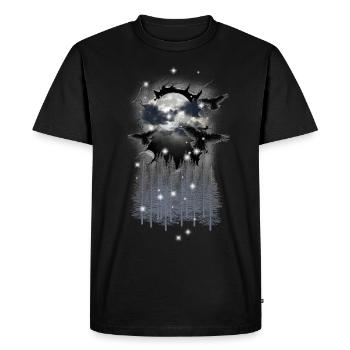 Halloween Forest Crows Ravens Mystical Moon - Men's Premium Organic T-Shirt - black - Front - Nico (187cm)